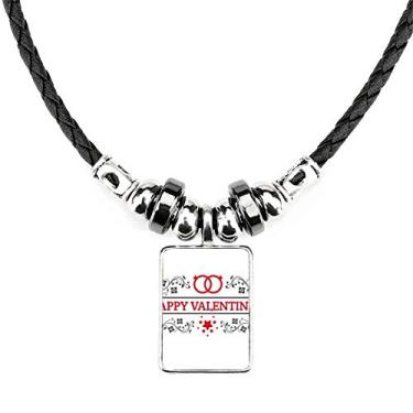 Imagem de DIYthinker Colar vermelho preto Feliz Dia dos Namorados Joia Torque Pingente de corda de couro