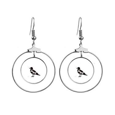 Imagem de Brincos de gaivota, brincos de animais pretos e brancos, joia de argola
