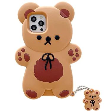 Imagem de SGVAHY Capa compatível com iPhone 11 Capa Kawaii Capas de telefone Capa de urso de desenho animado criativo Capa protetora à prova de choque bonita com chaveiro