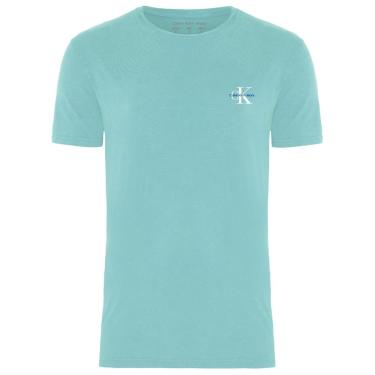 Imagem de Camiseta Calvin Klein Jeans Masculina New Logo Re Issue Azul Turquesa-Masculino