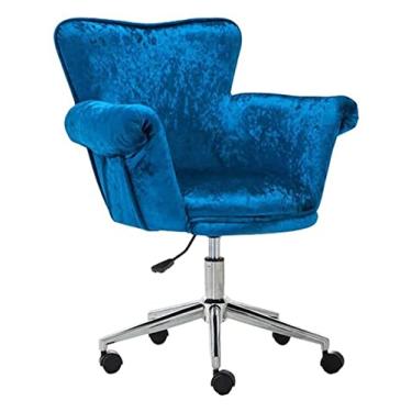 Imagem de Cadeira de escritório Cadeira de mesa Mesa e cadeira ergonômica Cadeira executiva Cadeira de escritório Assento estofado de veludo Cadeira de jogos Encosto Cadeira de computador (cor: azul) Full moon