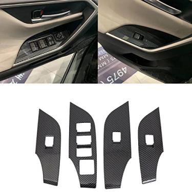 Imagem de APEXRA Painel de elevação de janela de porta de carro, interruptor de vidro, para Toyota RAV4 2019 2020 2021 2022 2023 acessórios, adesivo de peças automotivas protetor de estilo (fibra de carbono)