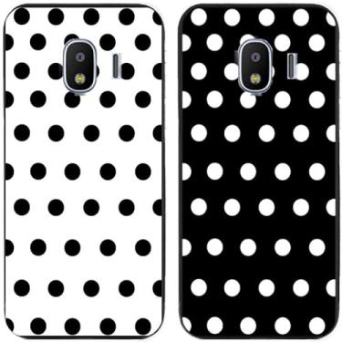 Imagem de 2 peças preto branco bolinhas impressas TPU gel silicone capa de telefone traseira para Samsung Galaxy todas as séries (Galaxy J2 Pro 2018)