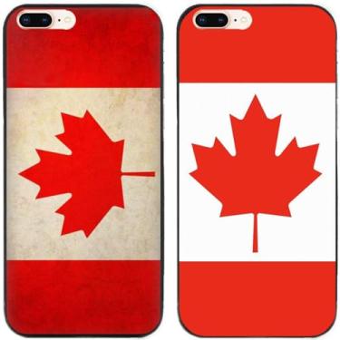 Imagem de 2 peças retrô bandeira do Canadá impressa TPU gel silicone capa traseira para Apple iPhone (iPhone 7 Plus/iPhone 8 Plus)