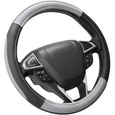 Imagem de SEG Direct Capa de volante de carro de microfibra preta e cinza universal 38 cm