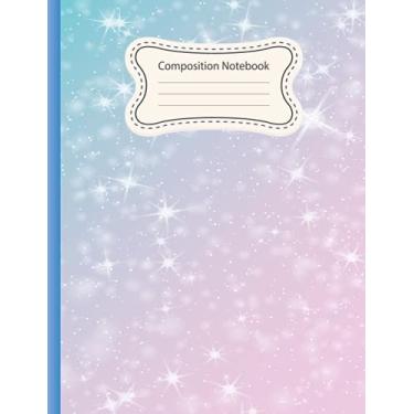 Imagem de Caderno de composição: Cadernos de composição decorativa Fantasia Universo Fada Composição Média Caderno Papel pautado largo Diário bonito com linhas para crianças e adolescentes 120 páginas 7,5 x 9,75