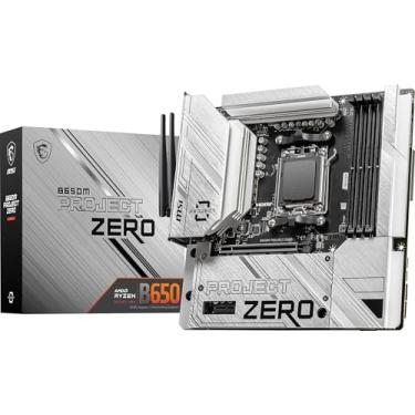 Imagem de MSI Placa-mãe B650M Project Zero Gaming (processadores AMD Ryzen 9000/8000/7000, AM5, DDR5, PCIe 4.0, slots M.2, SATA 6Gb/s, USB 3.2 Gen 2, HDMI/DP, Wi-Fi 6E, Bluetooth 5.3, LAN de 2,5 Gbps, mATX)