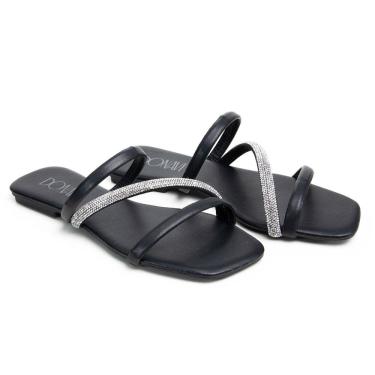 Imagem de Sandália Rasteirinha Casual Feminino Tiras Brilho Moda Elegante Prática