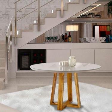 Imagem de Mesa de Jantar Redonda em Madeira Maciça Natalle Com Tampo de Vidro 10