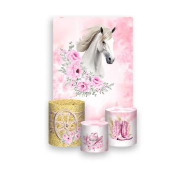 Imagem de Painel De Festa Vertical 1,50 x 2,20 + Trio De Capas Cilindro - Cavalo