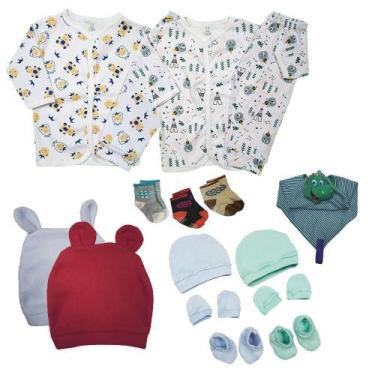 Imagem de Kit Roupa de Bebê 16 Peças Conjunto Pijama e Acessórios Bebê - Koala B
