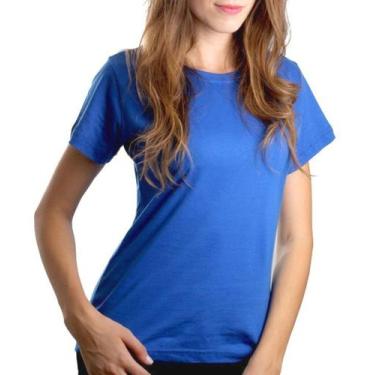 Imagem de Camiseta Feminina Baby Look Algodão Lisa Atacado Blusa - Vesttuario, G