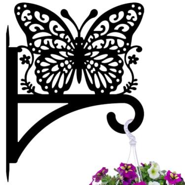 Imagem de Peacoblue Ganchos de ferro para pendurar plantas internas ao ar livre, vasos de samambaias, lanterna, alimentador de pássaros, sinos de vento, 30,5 x 40,6 cm, suporte de parede de metal resistente ao