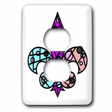 Imagem de 3dRose Lsp_59743_6 Fleur De Lis In Hot Pink Peach N Aqua 2 Plug Outlet Cover