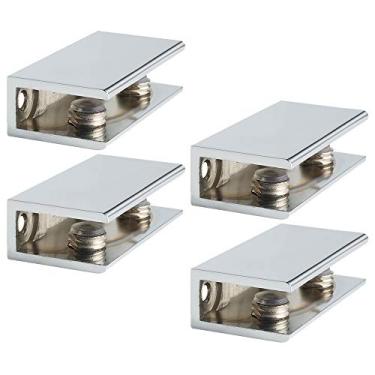 Imagem de Alise Suporte de prateleira de vidro ajustável, suporte de grampo retangular resistente para prateleiras de vidro de 6 a 10 mm, grampos de montagem na parede, peças de reposição de ferragens, cromo