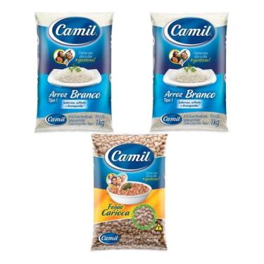 Imagem de Kit 2 Arroz Branco 1kg Tipo 1 Camil + 1 Feijão Carioca 1kg Camil