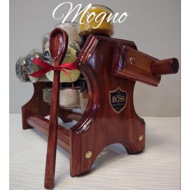 Imagem de Porta tempero com 12 potes + colher dosadora - BOSS - Arte Madeira, mo