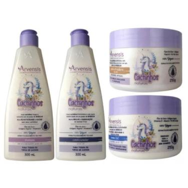 Imagem de Kit Arvensis Cachinhos Shampoo Condicionador Creme 2x1 Geleia Suave