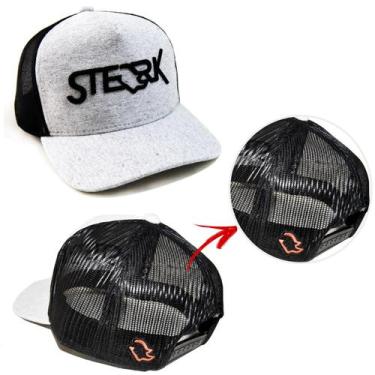 Imagem de Boné Logo Sterk Masculino Trucker Aba Curva Cinza Rendinha