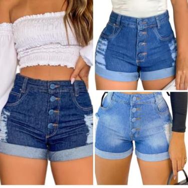 Imagem de Kit Com 3 Shorts Jeans Cintura Alta Destroeyd  - ATM, Jeans, 44