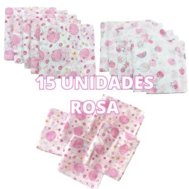 Imagem de Fralda de Pano para Bebe Kit com 15 Unidades 60x60cm 100% algodão Mina