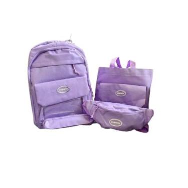 Imagem de Kit 4 Peças Mochila POCHETE FASHION Bolsa Unissex Escolar Multiuso Jov