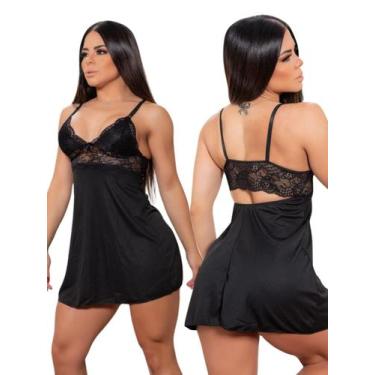 Imagem de KIT 2x Camisola Feminina Com Renda E Calcinha Sexy Sedução - Ninfrodit