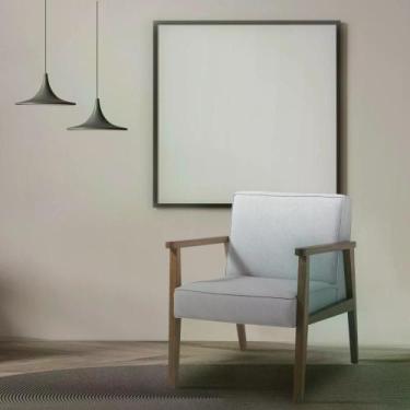 Imagem de Poltrona Julia Estofada em Tecido Lona - Nogueira/Cinza - Volttoni, Ma