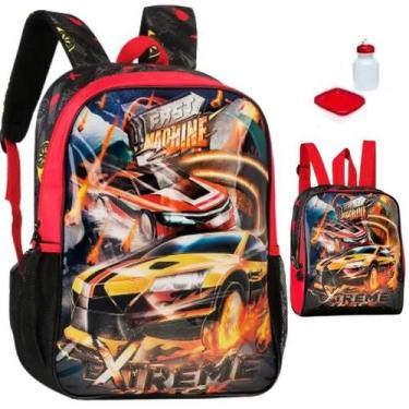 Imagem de Kit Mochila Escolar Carro Machine Costa Alças G Lancheira - Clio