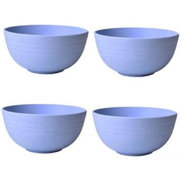 Imagem de Kit 4 Tigelas Bowl Fibra de Bambu 350ml Sobremesas Sorvetes - Fx, Azul