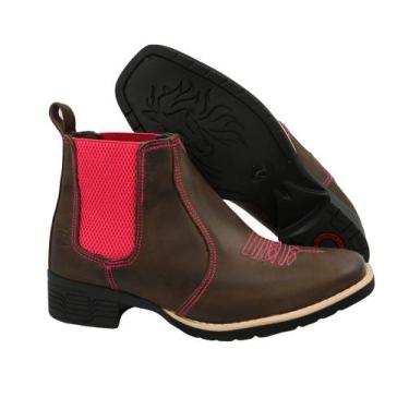 Imagem de Bota Feminina Couro Texana Bico Quadrado Tulsa Pink - Pé Na Estrada, 3