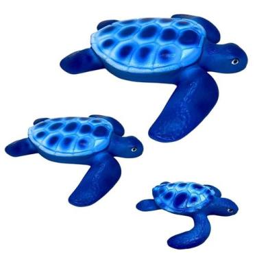 Imagem de Trio De Tartarugas Azuis Em Fibra De Vidro Enfeite De Parede - LZ Deco