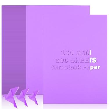 Imagem de Papel cartonado, 300 folhas de papel de construção A4 para fazer cartões, artesanato infantil, scrapbooking, papel artesanal colorido pesado para bricolage, cartolina para projetos escolares (roxo)