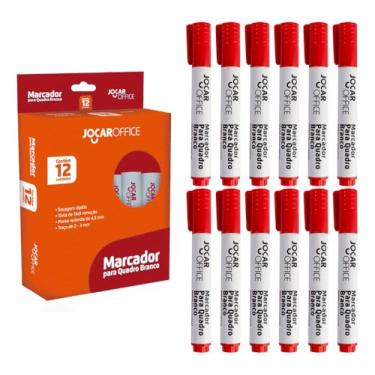Imagem de Marcador Vermelho Pincel Caneta Para Quadro Branco Com 12un