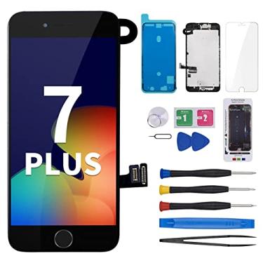 Imagem de CYKJGS Substituição de tela para iPhone 7 Plus com botão Home 14.0 cm preto, 7Plus Display LCD digitalizador conjunto completo kit de reparo com câmera frontal fone de ouvido sensor de alto-falante,