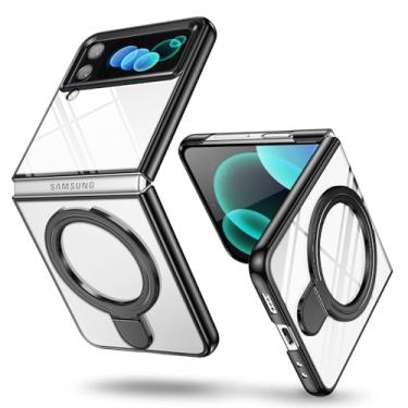 Imagem de Capa compatível com Galaxy Z Flip 4 com suporte de anel de vedação, compatível com suporte magnético para celular [carregamento sem fio] Capa Slim Fit antiarranhões à prova de choque para Galaxy Z