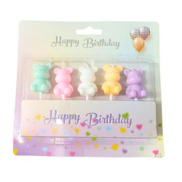 Imagem de Velas Para festa  Aniversário E Evento Ursinhos Coloridos - NoBrand
