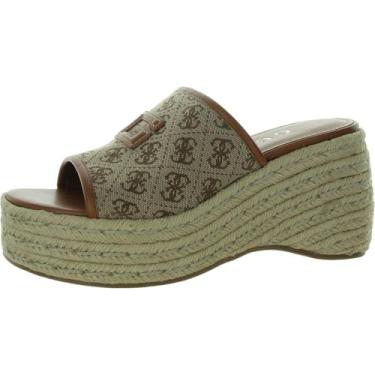 Imagem de GUESS Sandália anabela Zakki feminina, Patente marrom médio, 35