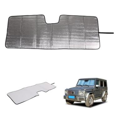 Imagem de Para-brisa compatível com o protetor solar de para-brisa dianteiro dobrável Mercedes-Benz, bloqueia os raios UV mantém o refrigerador do seu carro (para Mercedes-Benz G Class 2004-2018)