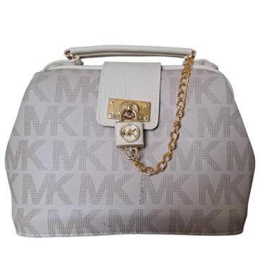 Imagem de BOLSA BAU FEMININA "REPLICA" BEJE COM BRANCO LINDISSIMA EM CORINO