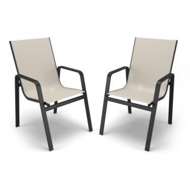 Imagem de Kit 2 Cadeiras Miami Jantar Área Gourmet Alumínio Preto - Aluv Móveis