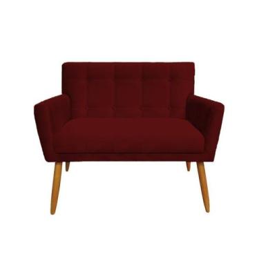 Imagem de Namoradeira Decorativa Onix Suede Marsala 2 Lugares Pés Madeira Ms Dec