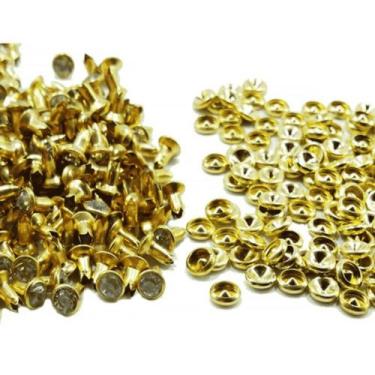 Imagem de Rebite Com Strass 8x8mm Dourado Ou Prata - 1000 peças - Inova Aviament