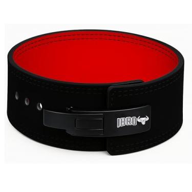 Imagem de IBRO Cinto de ginástica com alavanca de levantamento de força – cintos de couro legítimo de 10 mm extremamente resistentes – Squats Deadlifts halterofilismo levantamento de peso IPF Power Lifting Strongman para homens BlackRed P