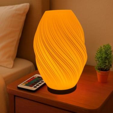 Imagem de Delta Loom Luminária Ethereal Wave - Luz Noturna Led Regulável Com 15 Cores - Luminária De Mesa Com Alimentação Usb, Interruptor E Controle Remoto - Luz Ambiente Moderna - Decoração Para Casa