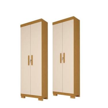 Imagem de Kit 2 Armário Multiuso Israel 2 Portas com Chave 100% MDF  Linhamobíli