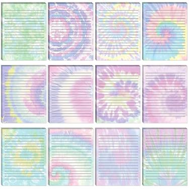 Imagem de Patelai 120 folhas de papel de papelaria 8,5 x 11 cm para sala de aula, pautado, dupla face, papel decorativo para anotações, scrapbook, volta às aulas, material de impressão de escritório (estilo tie dye)