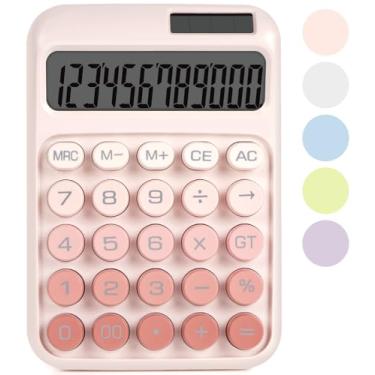Imagem de DANRONG Calculadora de interruptor mecânico com botões grandes, calculadoras de mesa, 12 dígitos, energia da bateria solar, calculadora de mesa, visor LCD grande, lindas calculadoras rosa para