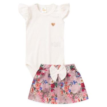 Imagem de Conjunto Canelado Body e Saia Bebê - OFF-White - Ame Kids, M
