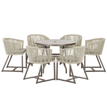 Imagem de Mesa com 6 Cadeiras de Jantar Roma 120cm e Noronha em Alumínio